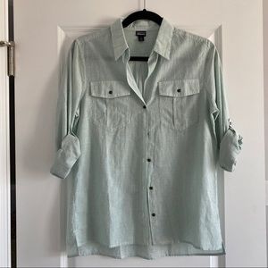 Green & White Patagonia Lightweight A/C Buttondown